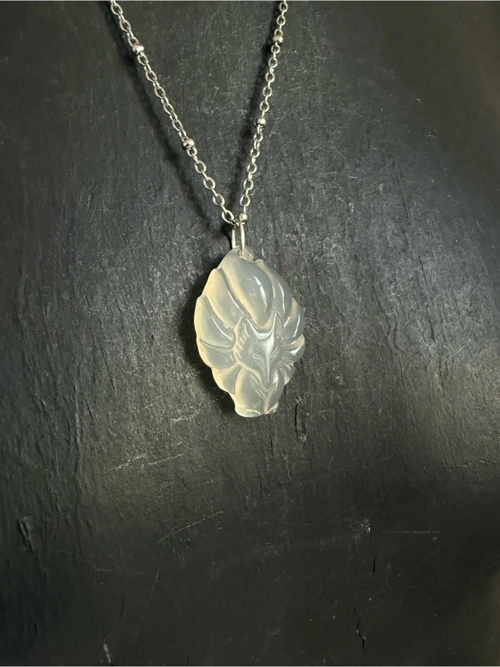 Vulpix fox agate crystal pendant necklace layering jewelry fantasy jewelry cospl
